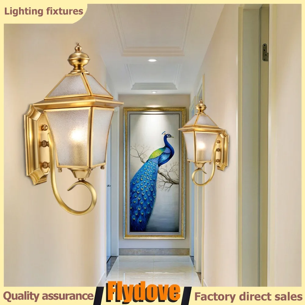 

Outdoor Courtyard Full Copper Wall Lamp IP65 Waterproof Garden Decoration Balcony Corridor Villa Exterior Wall LED Wall Lamp