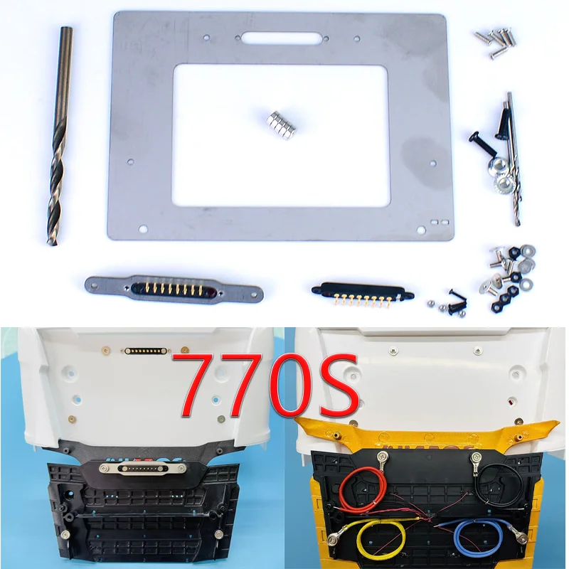 Metal Front Cover 4/8 Way Magnetic Suction Kit Upgrade Accessories for 1/14 Tamiya RC Truck SCANIA 770S TWRC