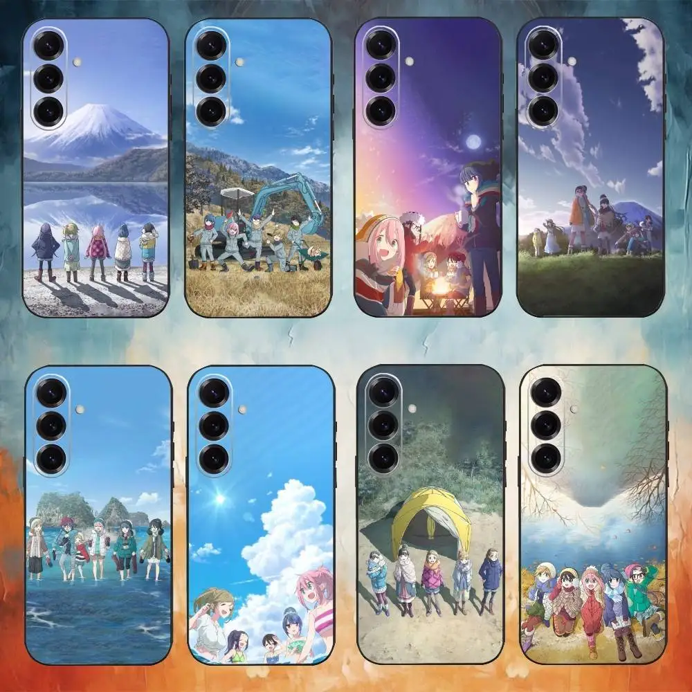 

Anime Y-Yuru C-Camp Phone Case For Samsung Galaxy A73,A72,A71,A70,A53,A52,A51,Others Soft Black Cover