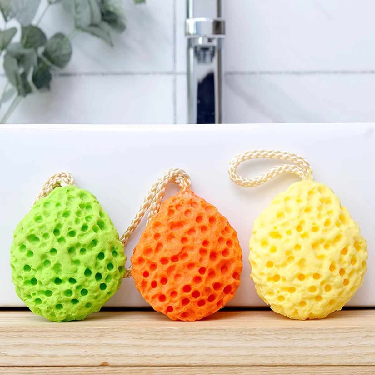 1pc-Soft Bath Ball Water Droplet Honeycomb Shower Bath Sponge