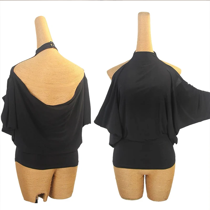 Ballroomdans Top Dames Standaard Danskleding Sociale Dans Oefenkleding Batwing Mouw Zwart Training Top Latin Outfit 2372