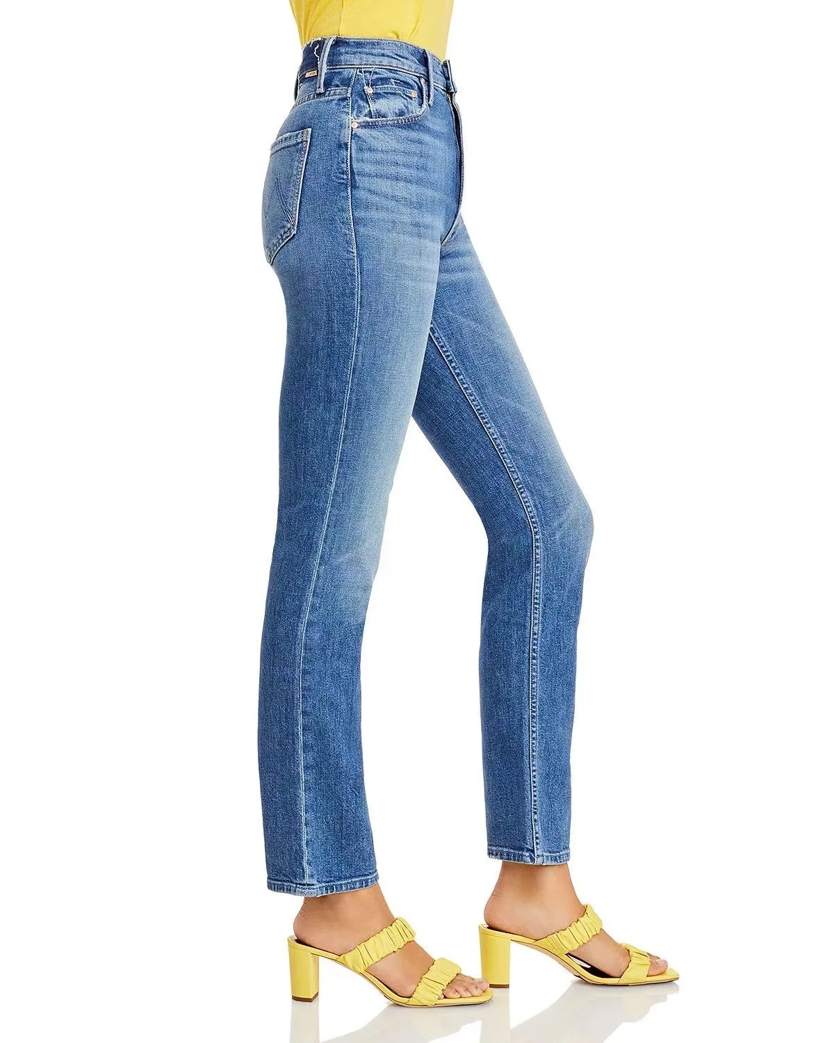 2023 New Women High Street Quality Denim Pants Stretch Slim Fit Female Fashion Straight Blue Jeans