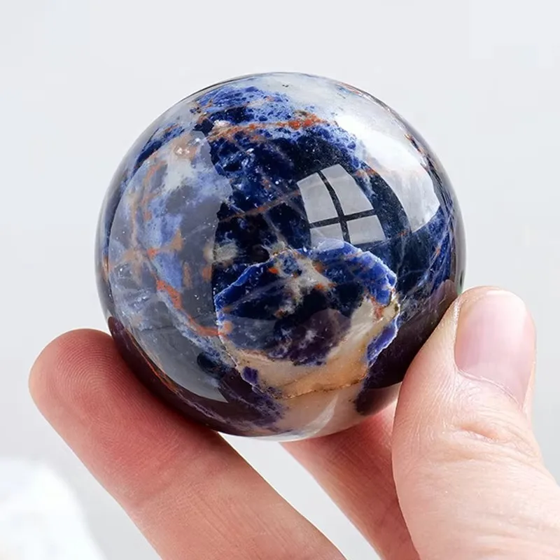 1PC Natural Sodalite Stone Crystal Sphere Home Decoration Healing Energy Meditation Desktop Ornament