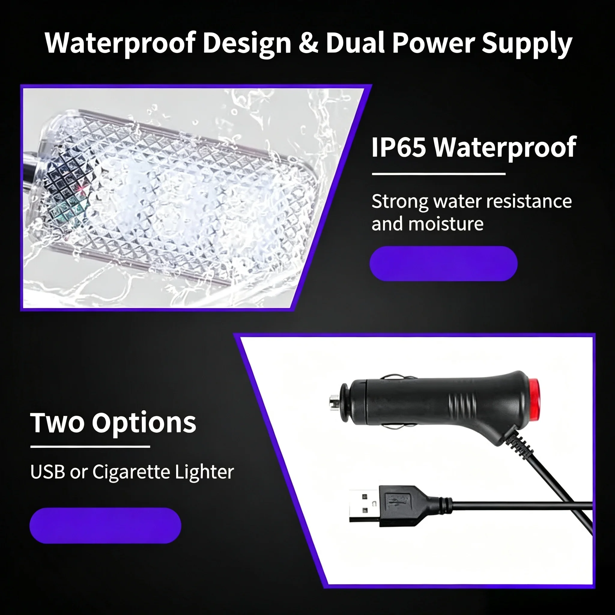 USB Cigarette Lighter Ice Blue Foot LED Ambient Light, Car Interior Atmosphere Lamp Decoration Accessories Kit