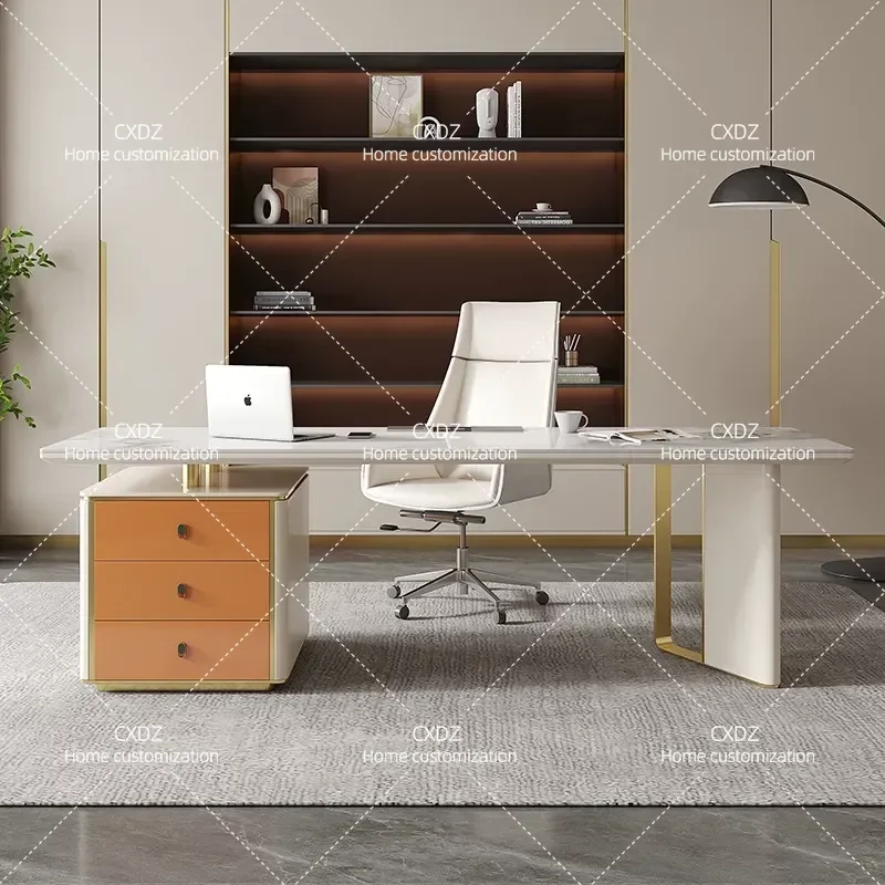 Minimalist Rock Slab Desk Modern Computer Table for Home Office Study Light Luxury Beauty Salon Medical Consultation