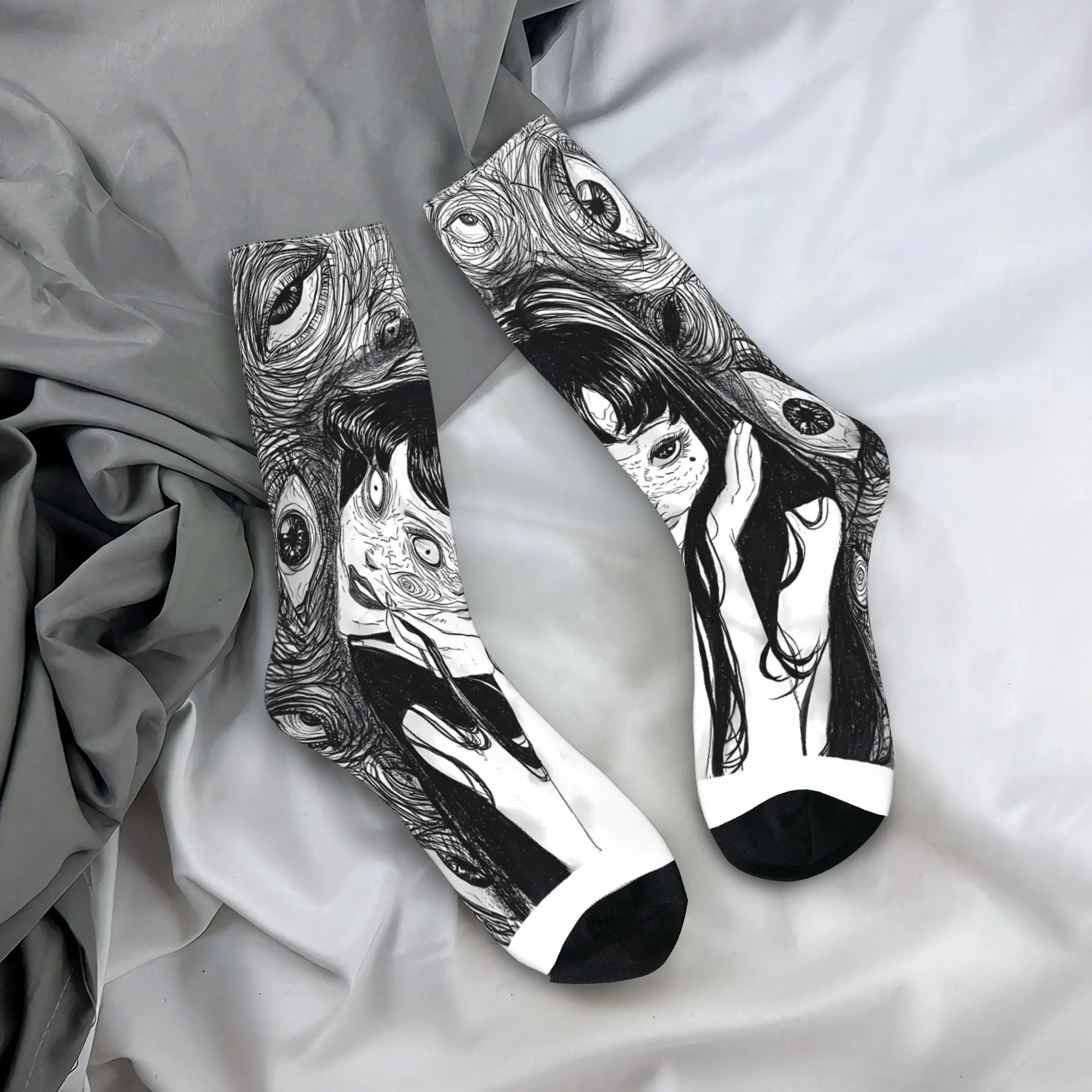 

Unisex Men Socks Tomie Junji Ito Stockings Anti Slip High Quality Socks Autumn Novelty Graphic Outdoor Sports Socks