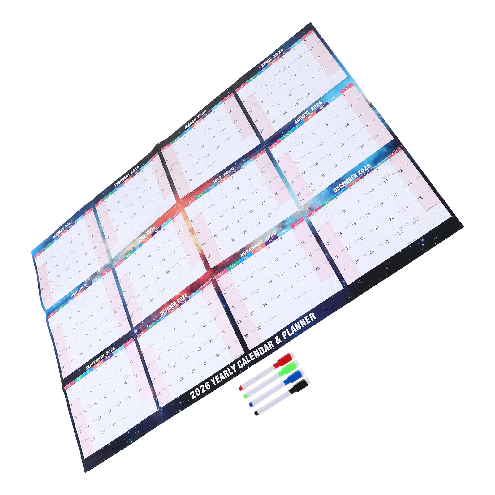 1 مجموعة 2026 كبير الجافة محو جدار التقويم مزدوجة التخطيط الشهري مكتب المنزل الجمالية إدارة الوقت التخطيط التقويم #1