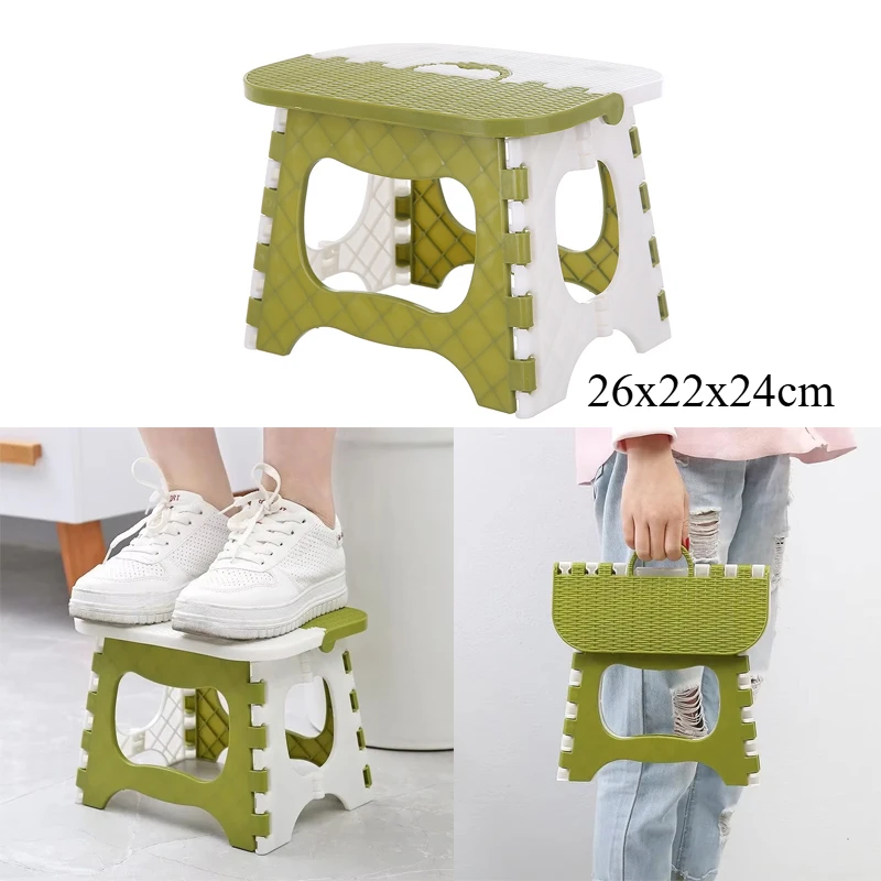 Plastic Folding Stool Small Benches Bamboo Woven Stools Household Portable Chair For Bathroom Kitchen Garden Camping Kids Adults