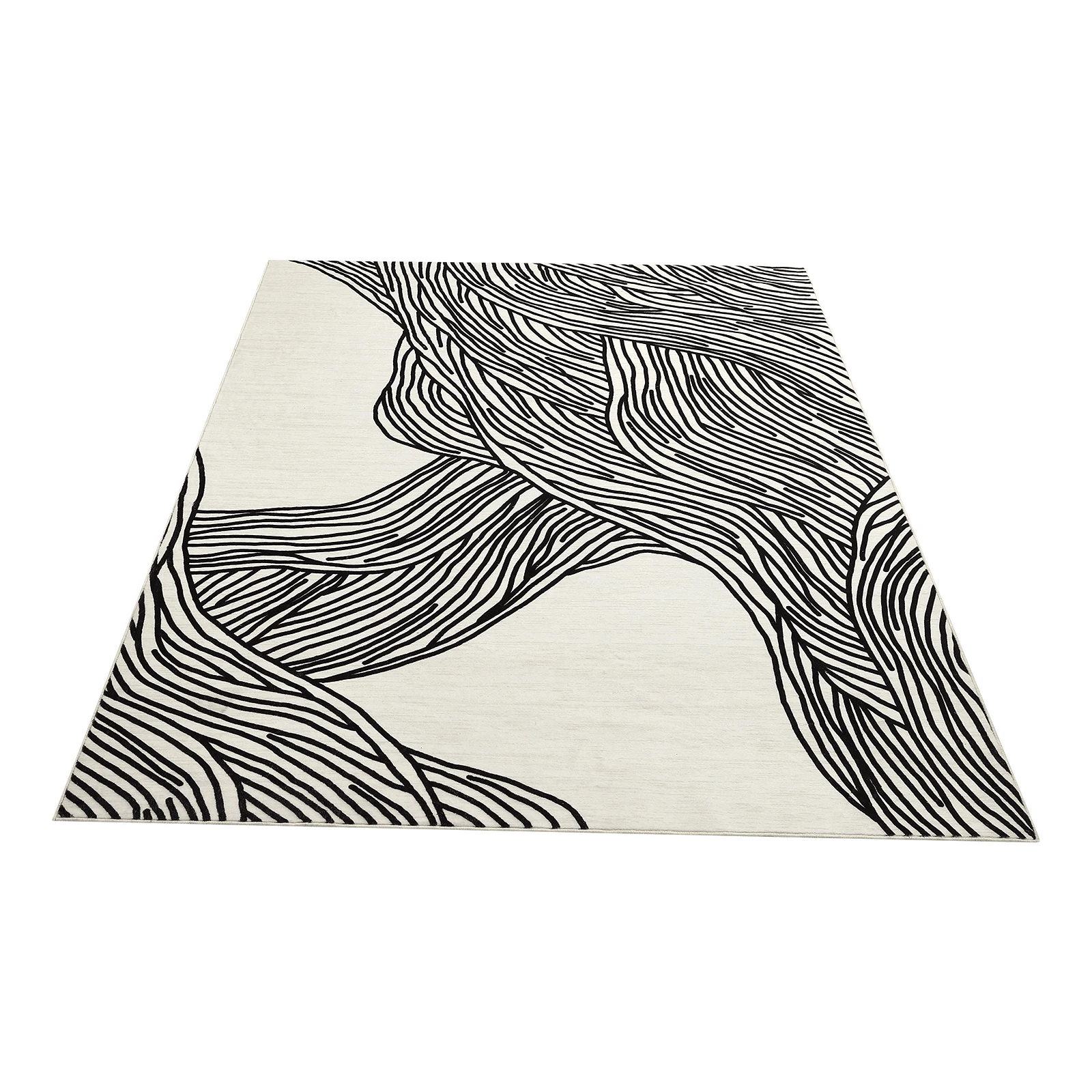 Machine Washable Non-Slip Runner Rug, Modern Abstract Striped Faux Wool, Low Pile Mark-Resistant Easy-Clean Hallway Carpet for Entryway Hallway Kitchen Laundry Bedroom