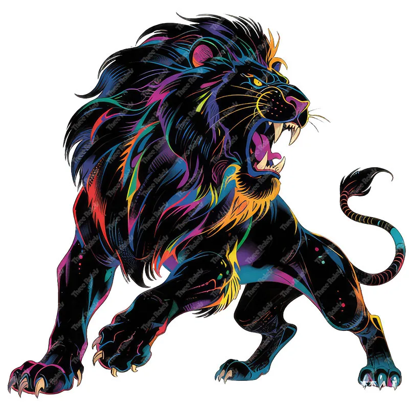 Autocollants muraux animaux d'art Lion noir puissant, trois Ratels CD195, pour la décoration de la maison, autocollants de voiture personnalisés