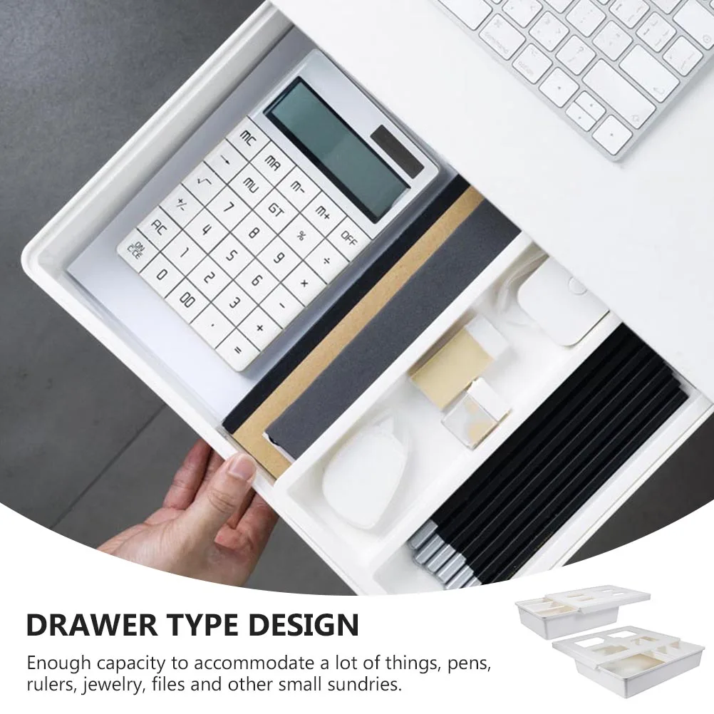

2pcs White Paste Pen Box Office Drawer Hidden Pencil Holder Desktop Storage Organizer Under Table Stationery Container For