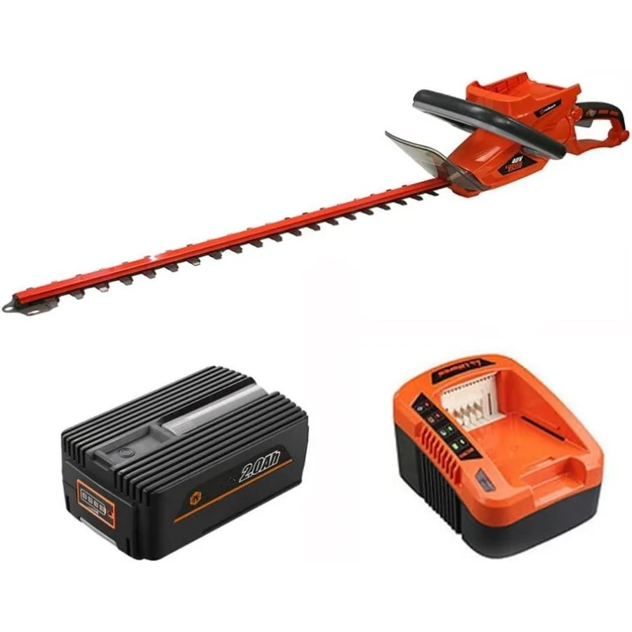 

Cordless hedge trimmer for gardening, aluminum body, black and gray, 40V battery-powered with 1300 RPM and 4Ah battery included