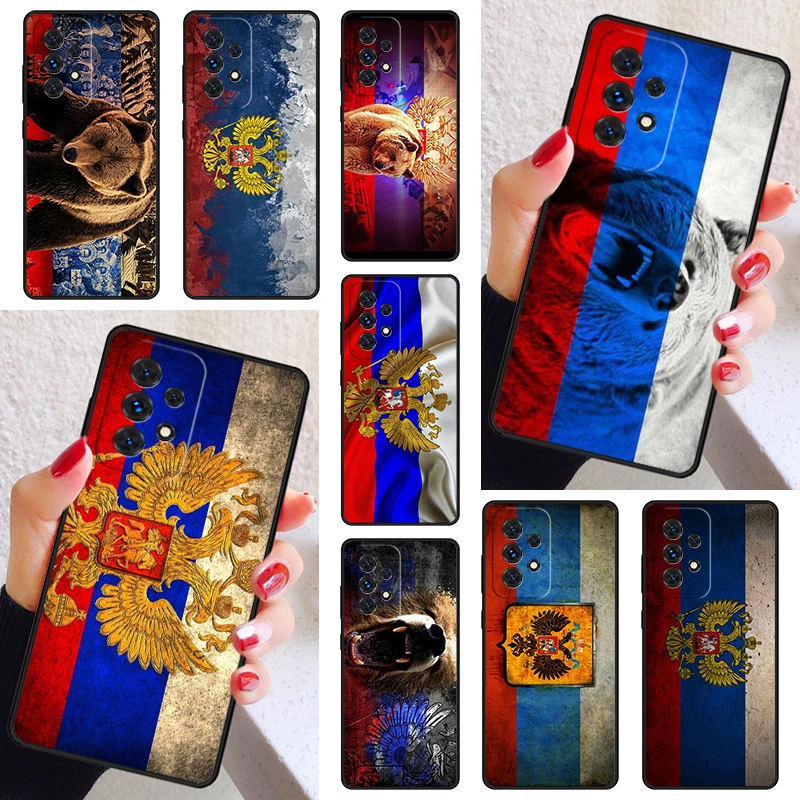 Moscow Russian Flag Bear Case Cover For Samsung Galaxy A52 A72 A73 A20e A21S A50 A70 A11 A12 A42 A31 A40 A51 A71 A32 A80 A91