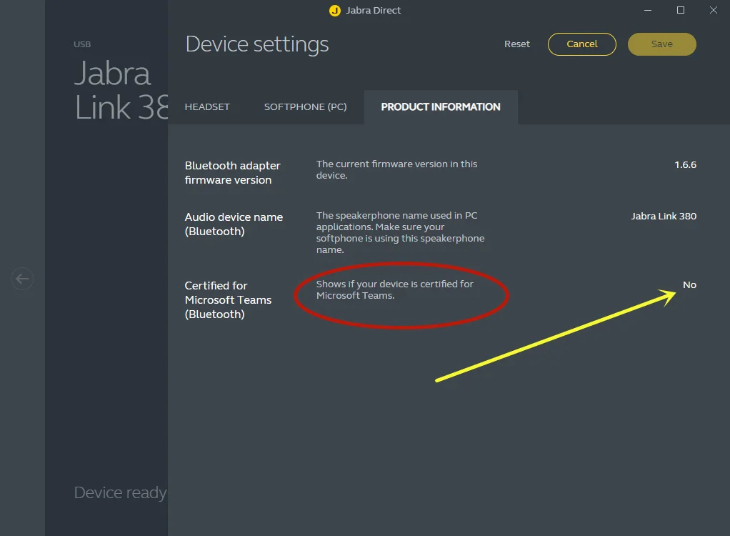 For JABRA Link 380a USB-A Bluetooth Adapter Dongle END060W for Evolve2 65 75 85 Not compatible with Microsoft Teams