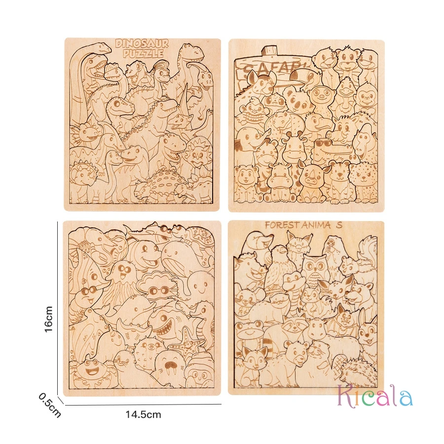 Animal Shape Wooden Puzzles for Kids 4