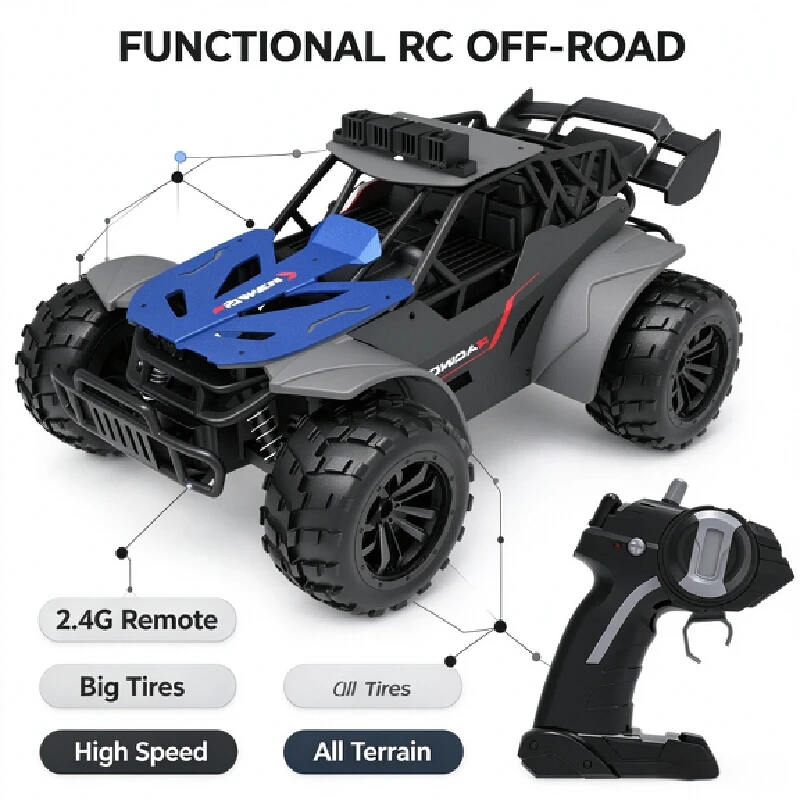 2.4g Alloy Remote Control Car High Speed Off Road Vehicle Drift Racing Car With Light For Adult Outdoor Terrain Play