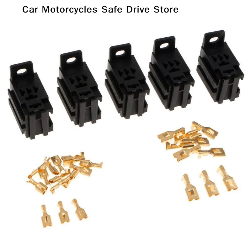 【CM】5 Sets/Lot DIY Accessories Car Relay Connector Socket Without Wire 40A 4-pin With Terminal Modified Nylon Flame Retardant