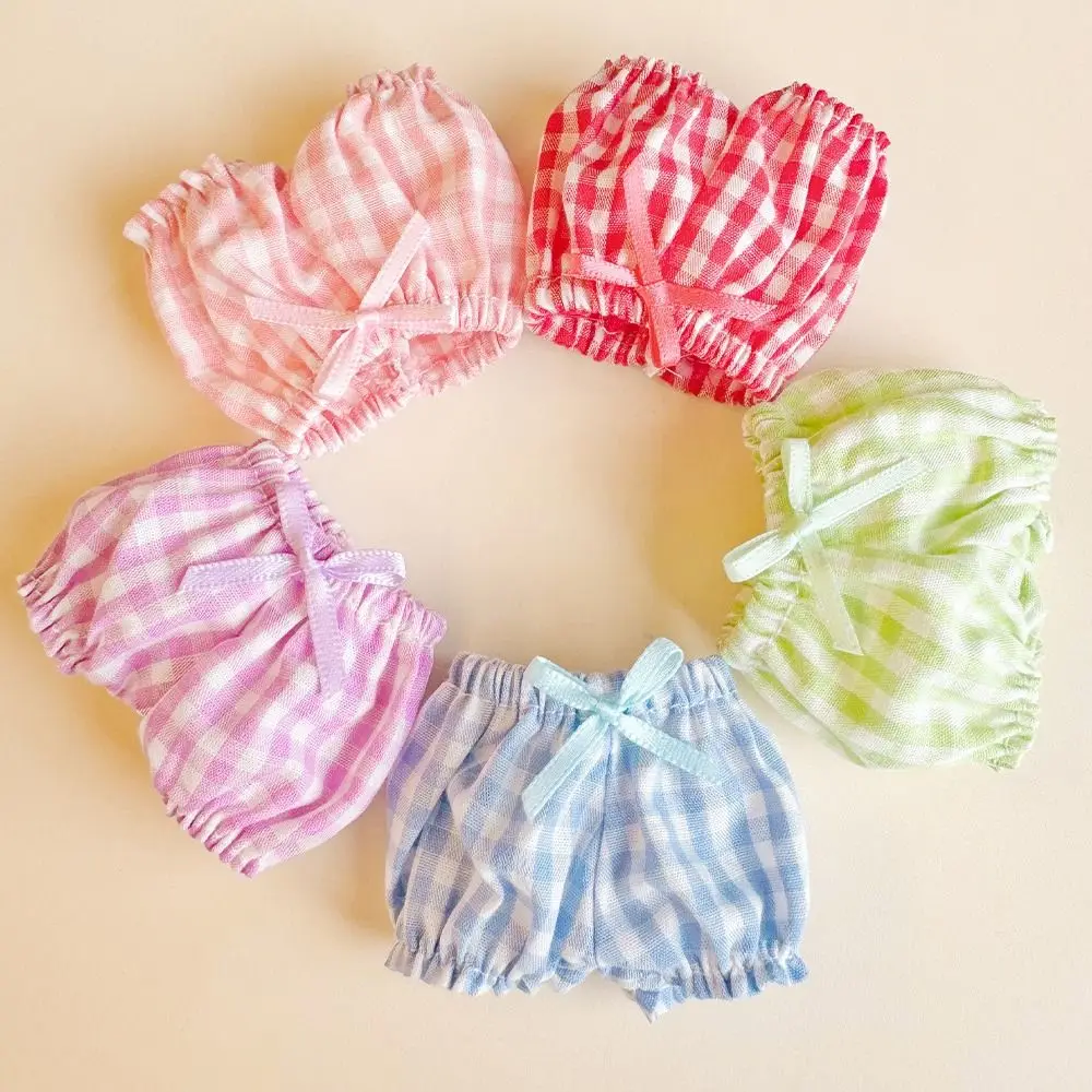 Mini pantalon à carreaux élastique, vêtements en coton beurre, vêtements décontractés, accessoires de vêtements FJDolls, mode, 10-15cm