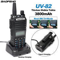 Baofeng Walkie Talkie UV-82 Thicken Real 8W High Power 3800mAh Battery Can Type-C Charging Two Way Radios UV82 Dual Band 128CH
