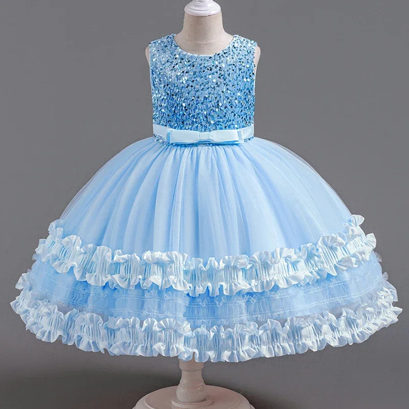 Elegante vestido de lantejoulas para meninas, vestido princesa para adolescentes, crianças, crianças, bebê, casamento, festa de Natal, 3-15years