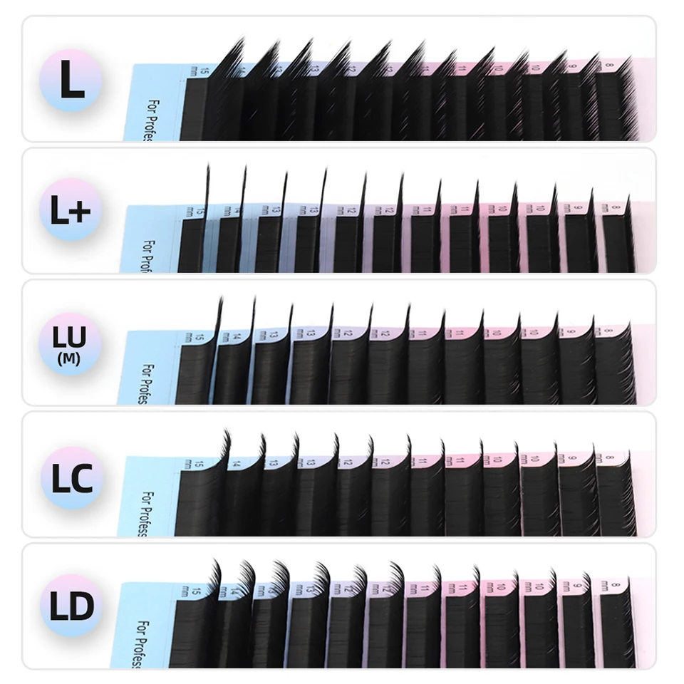 RUJADE L L+ LC LD LU(M) Curl Individual Eyelash Extensions Natural Faux Mink Russian Volume Makeup Lashes L M Eyelashes Supplies