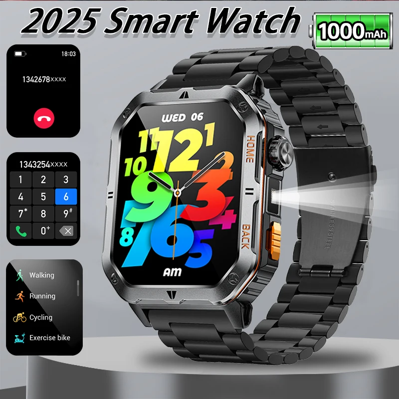 

New Outdoor Military Sports Smart Watch with Led Lighting Men Women for huawei xiao Watches Bluetooth Call GPS track Smart Watch