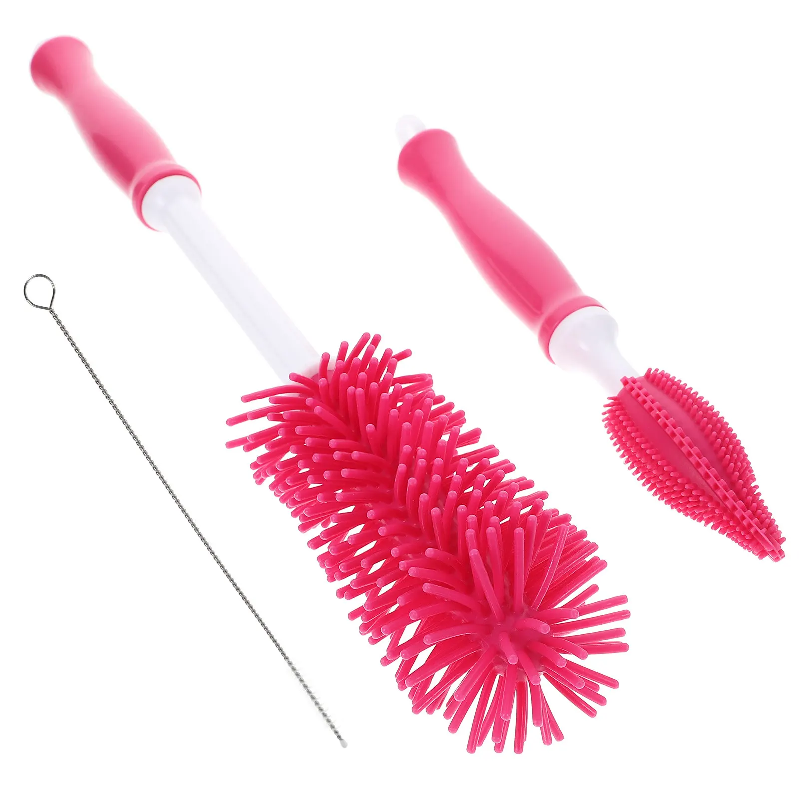 

1Pcs 360 Degrees Rotating Silicone Feeding Bottle Brush Durable Lightweight Cleaning Tool with Suction Cup Design Red
