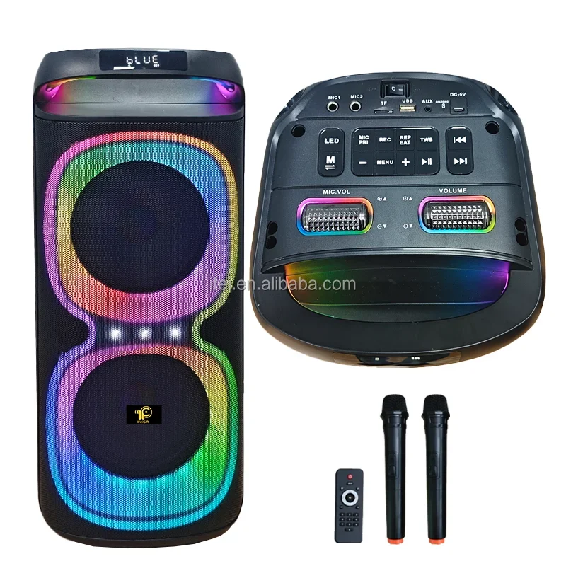 

Karaoke Parlante Speaker Party Boombox with Speaker Box,wireless Mic Remote and Plug 2837