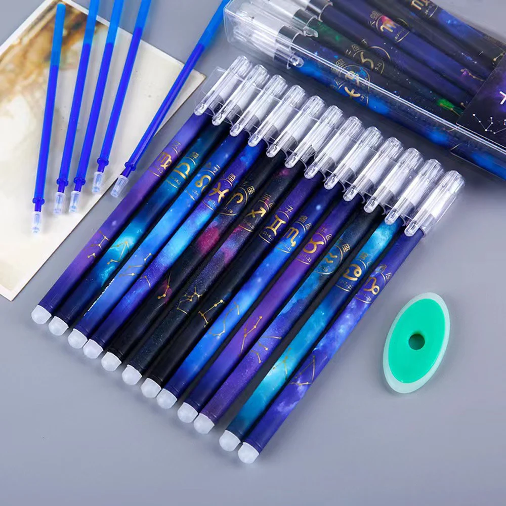 Imagem -06 - Constelação Erasable Caneta Gel Kawaii Azul Preto Tinta Escrita Canetas Punho Lavável Escritório da Escola Papelaria 05 mm Pcs por Conjunto