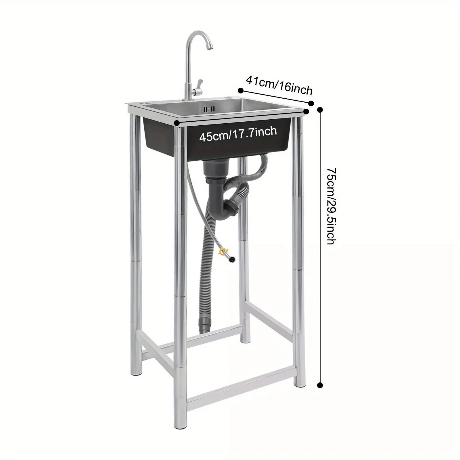 حوض من الفولاذ المقاوم للصدأ مع صنبور، حوض أدوات قائم بذاته، حوض وعاء واحد
