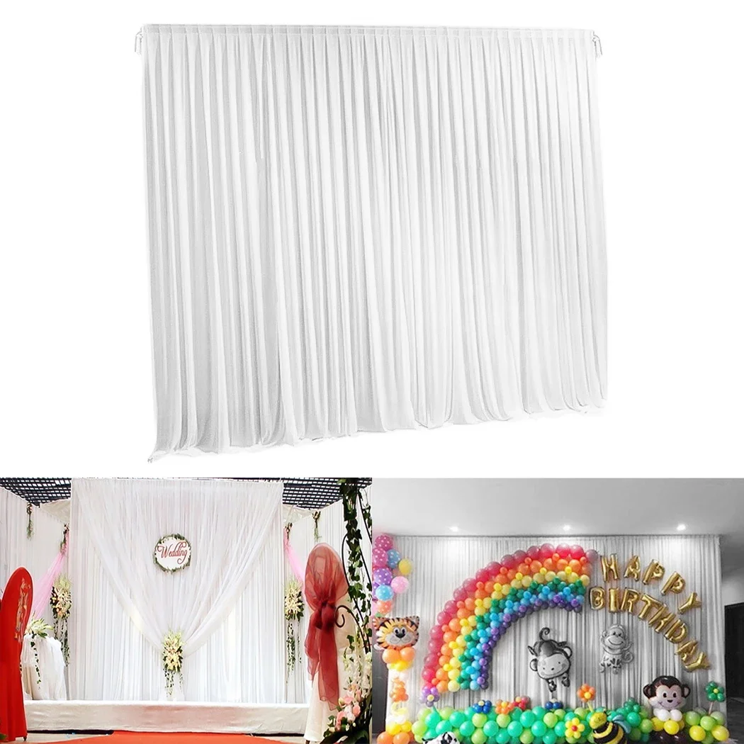 White Pleated Decoration Wedding Photography Backdrop Curtain For Celebration Stage Party Decor