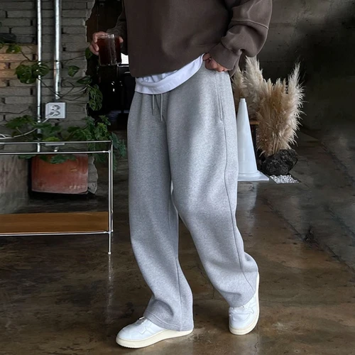 Pantalones deportivos americanos de peso pesado para hombres en el verano de 2025, nuevos pantalones largos informales de pierna ancha de pierna recta