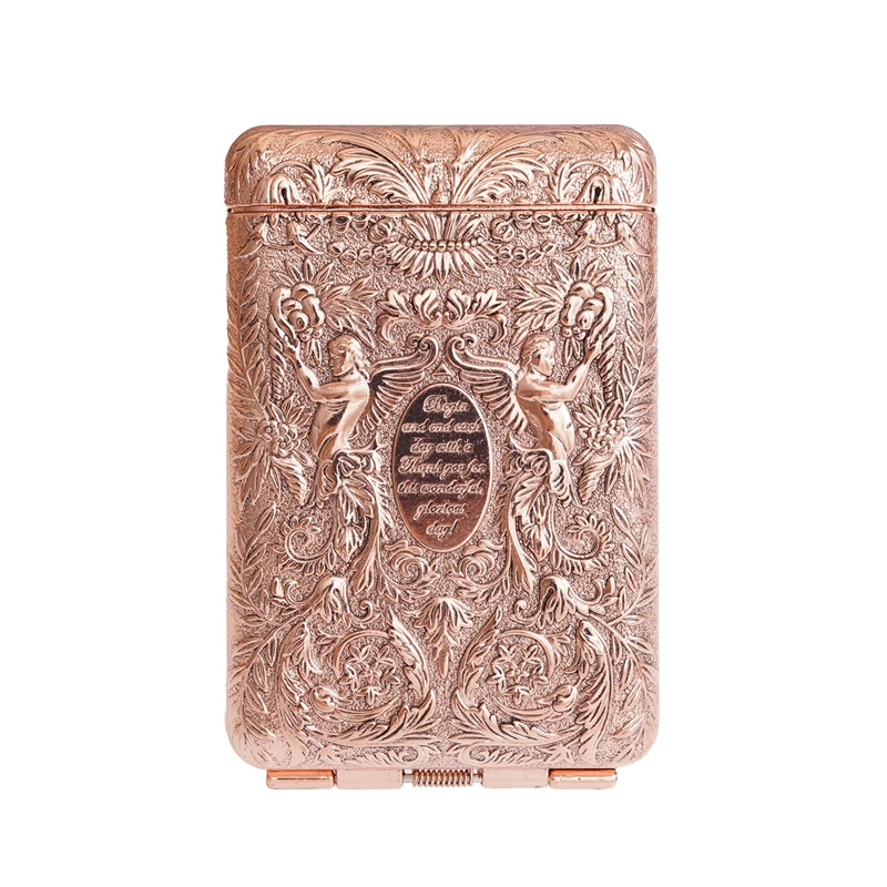 Retro Hand-carved Metal Cigarette Case for 14 Cigarettes Portable Pocket Tobacco  Case Cigarette Holder Storage Box Smoking Tools