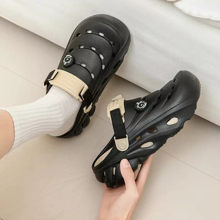 

Унисекс-сабо с толстой нескользящей подошвой из ЭВА для мужчин и женщин, увеличивающие рост, с двумя способами ношения, с круглым носком, летние пляжные сабо-клоги для мужчин