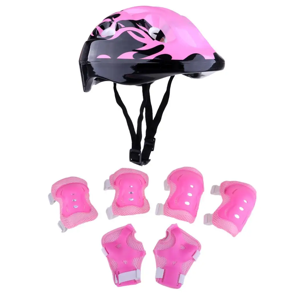 

7 Pieces Kids Roller Skating Helmet Knee Elbow Wrist Pads Set