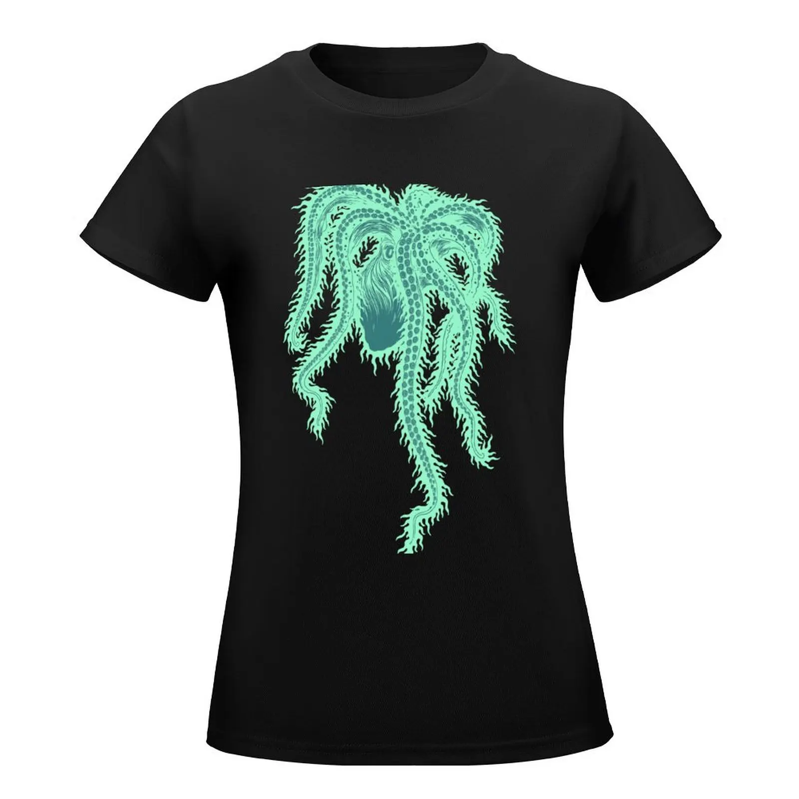 Octopus on Fire (green) T-Shirt hippie clothes Short sleeve tee cute tops tops for Women