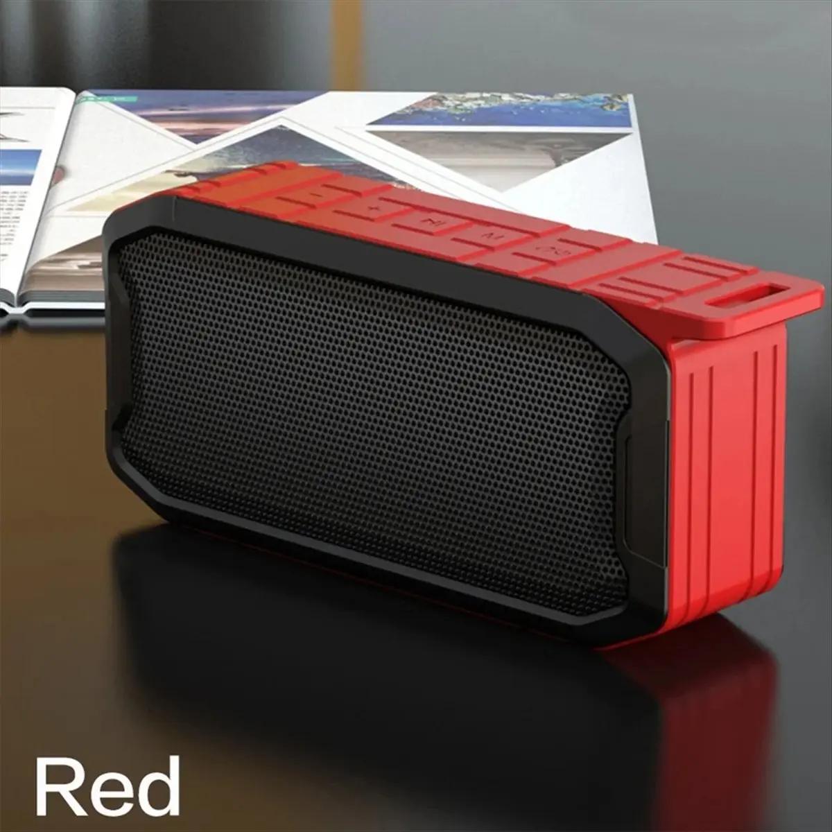 

Okay Portable Outdoor Bluetooth Speaker High Power Subwoofer Waterproof Wireless Music Player Support AUX TF Card Red