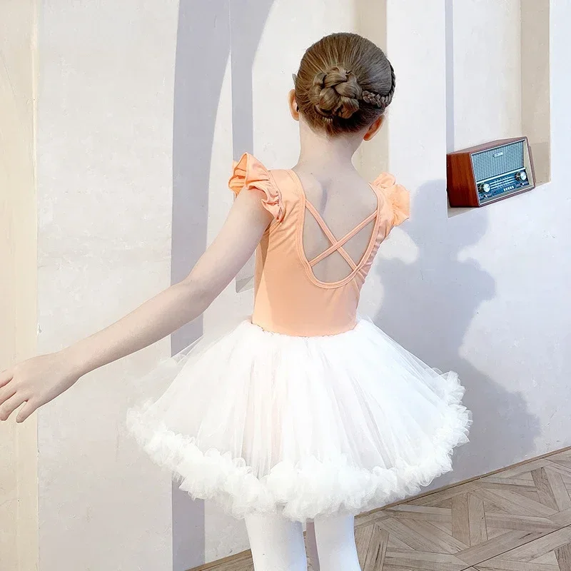 Princess Tutu Dress for Stage Children's Ballet Dance Practice Costumes Girls Bodysuit for Dancing Gymnastics Leotards Dancewear