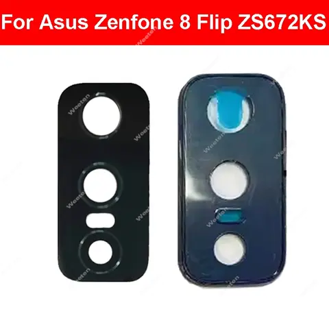 Asus Zenfone 8 플립 ZS672KL I004D 용 후면 카메라 유리 렌즈 커버 Adhensive 스티커 부품이있는 후면 카메라 렌즈 프레임 홀더