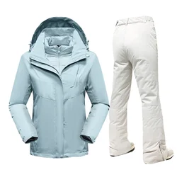 Hot Ski Suit for Women Winter Snow Down Jackets and Pants Outdoor Waterproof Windproof Snowboard Wear Female Warm Skiing Outfit