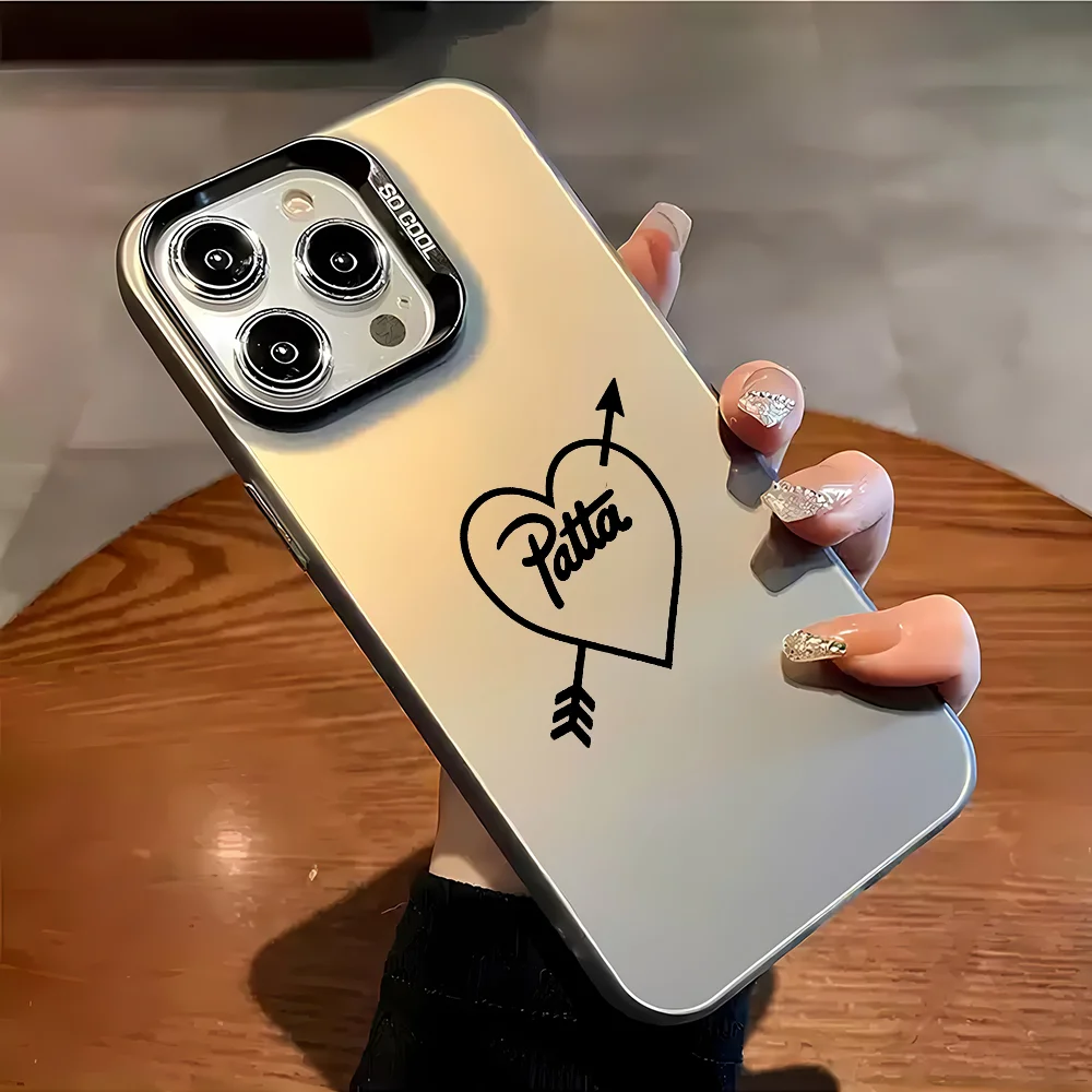 P-Patta Phone Case Fashion Case For IPhone 16 15 14 Plus 13 12 11 Pro Max X Xs XR 8 7 Matte Colorful Silver Hard Cover