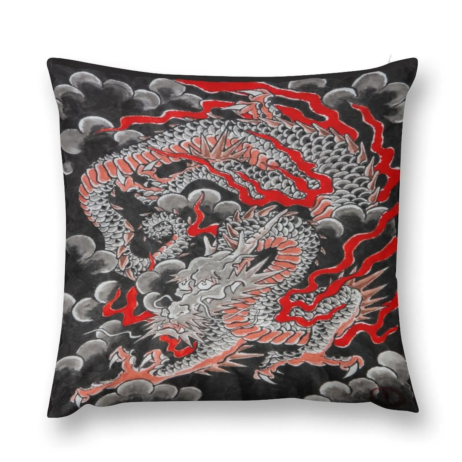 

Black Dragon with Fire and Clouds Throw Pillow Sofa Cushion ornamental pillows for living room Cushions Home Decor pillow