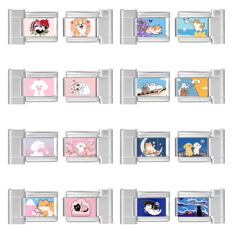 موصل ساعة الموضة الفولاذ المقاوم للصدأ صالح 9 مللي متر وصلات سحرية إيطالية المرأة ساعة مربعة رأس رابط سوار لتقوم بها بنفسك مجوهرات هدية