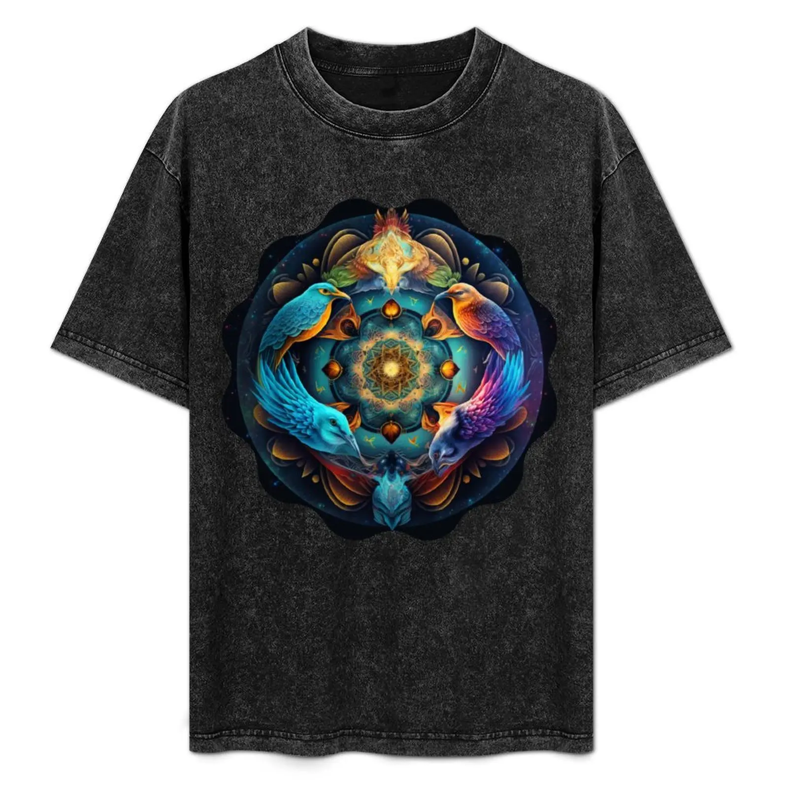 Pattern of birds animal insects fish flower solar system mysterious universe T-Shirt fashion shirts shirts men