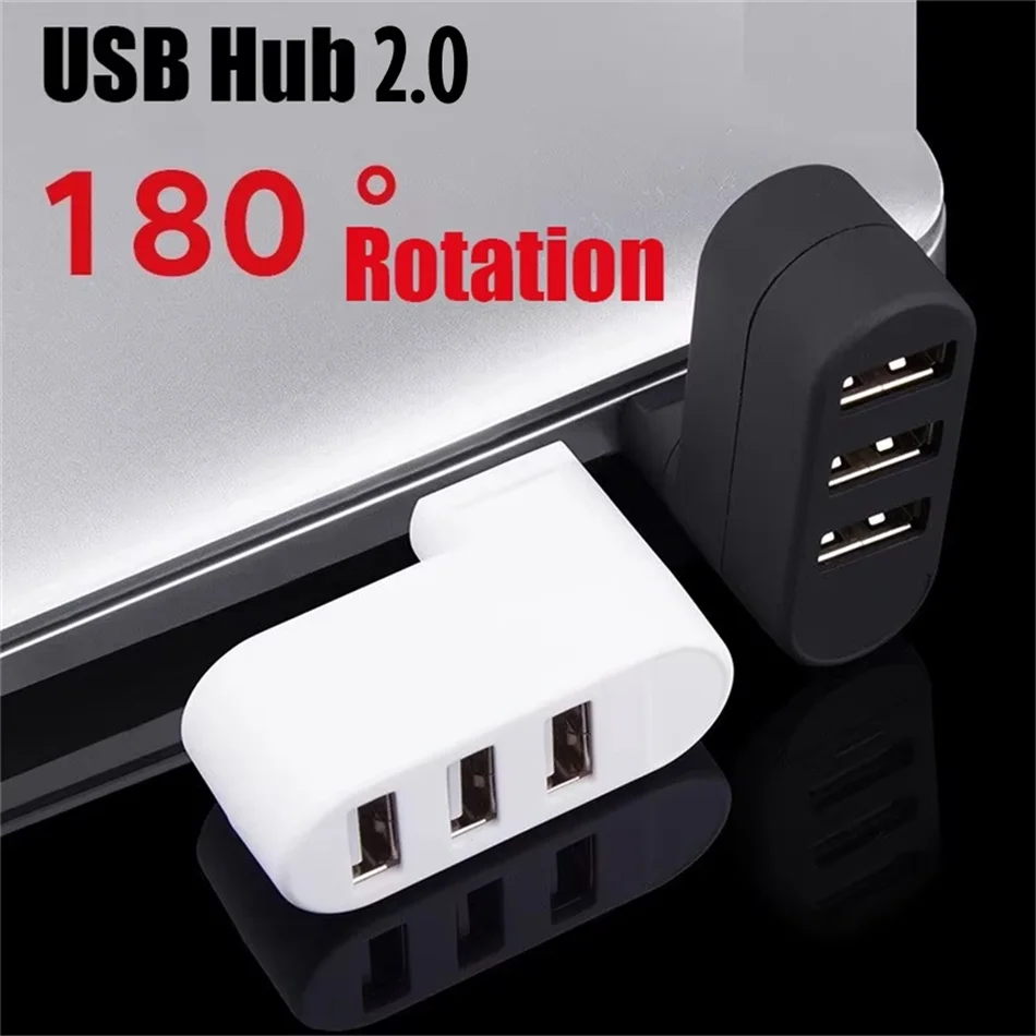

WvvMvv Mini 180° Rotatable 3 Ports Multi USB 3.0 2.0 Hub High Speed Data Transfer U Disk Splitter Adapter For Laptop MacBook PC