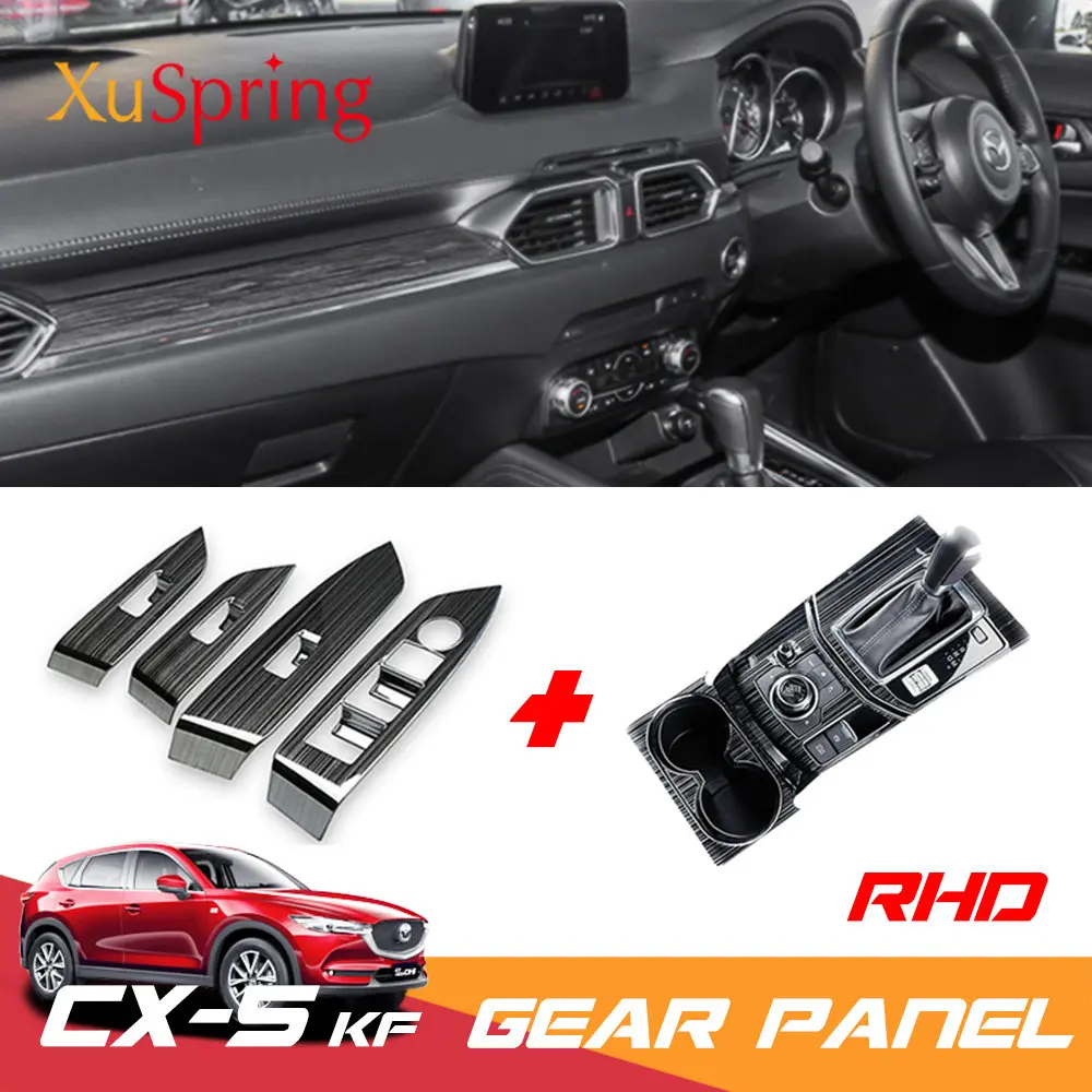 

Car Gear Shift Box Panel + Window Switch Cover For Mazda CX-5 CX5 2017-2023 KF RHD Automatic Trim Stickers Garnish Car-styling