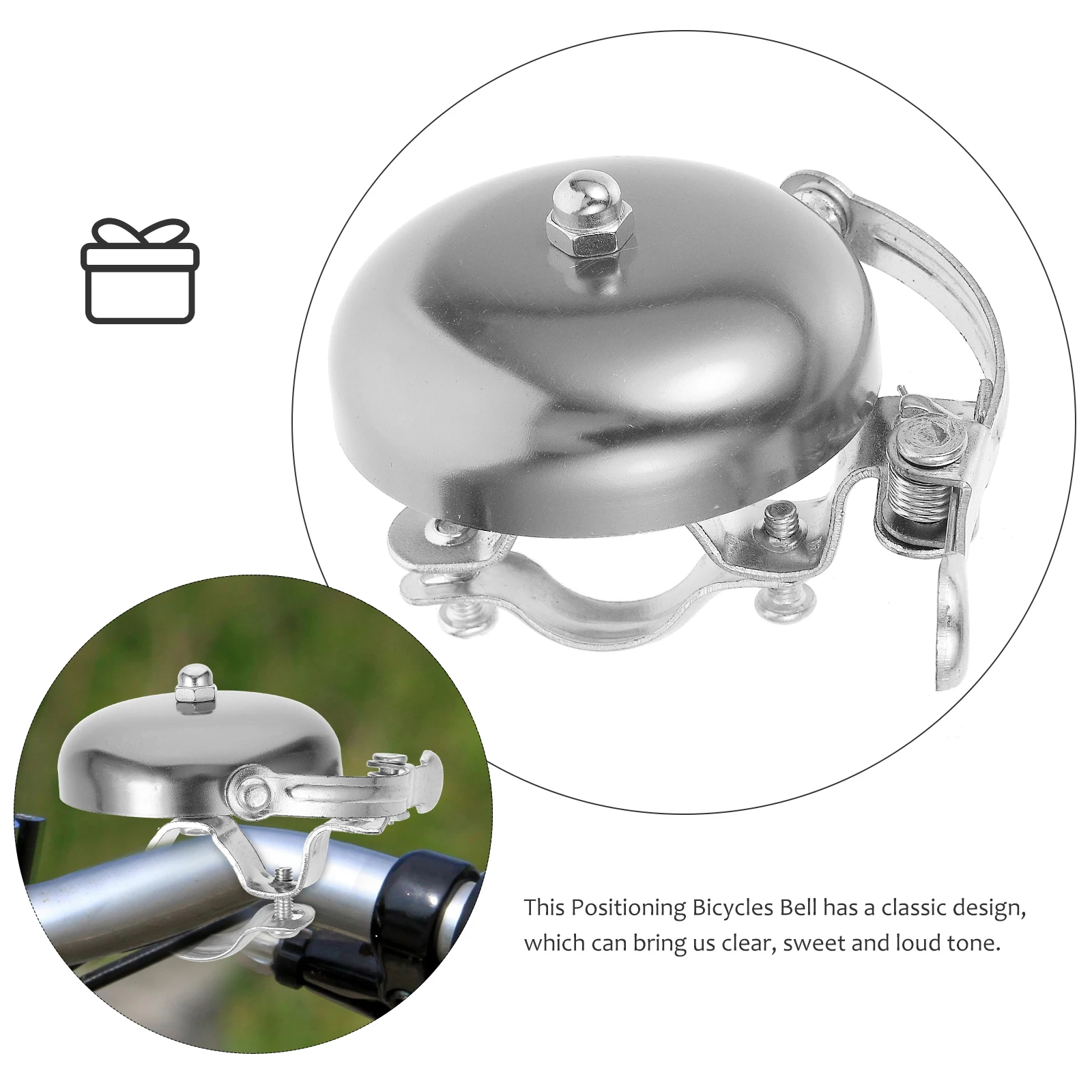 

2pcs Bike Bell Aluminum Alloy Retro Design Loud Clear Sound Rain Resistant Durable Light Strong Bracket Tool Free for Cycling