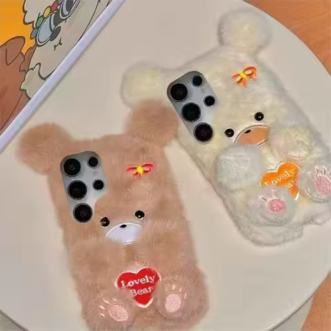 Lovely 3D Bear Heart Case For OPPO Find X9 X8 X7 X6 X5 X3 A6 Pro A5X A3 F11 A5 A9 A53 A3S A5S A80 F9 Fluffy Fur Cover Shell Gift