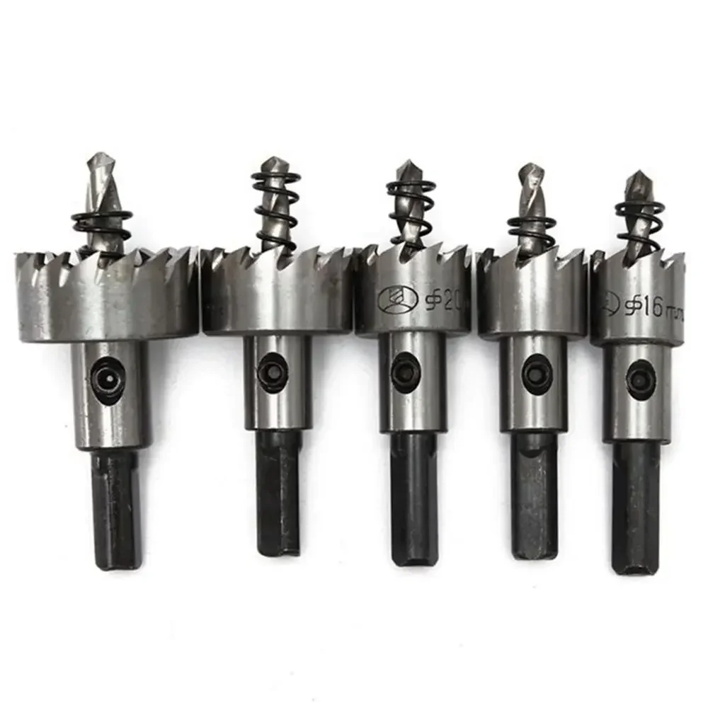 5Pcs Carbide Tip HSS Drill Bit Hole Saw Set Stainless Steel Metal Alloy 16/18.5/20/25/30mm Woodworking Tools