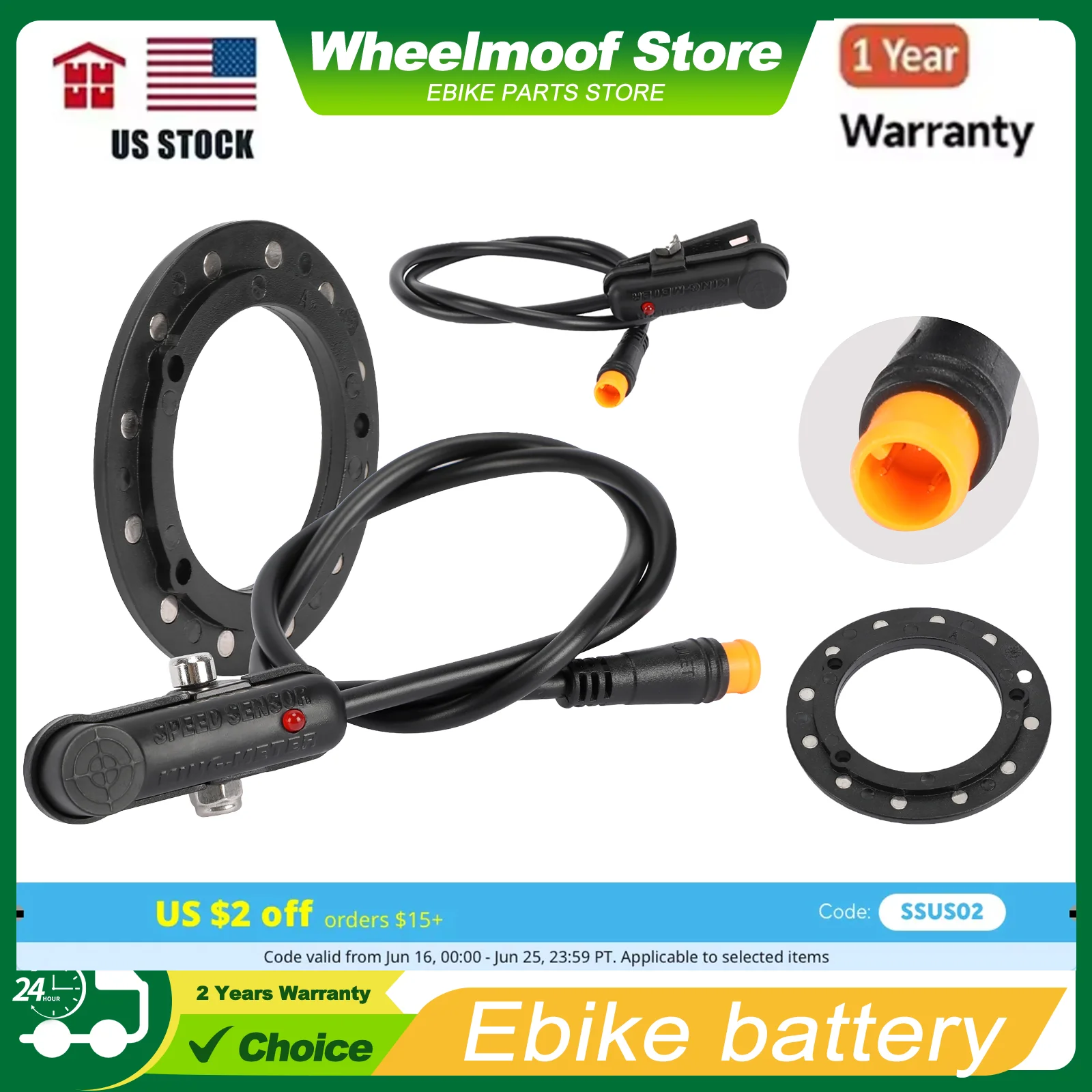 

Electric Bicycle Pedal Assist Sensor Ebike Double Hall 12 Magnet Right Side PAS System DIY eBike Modified